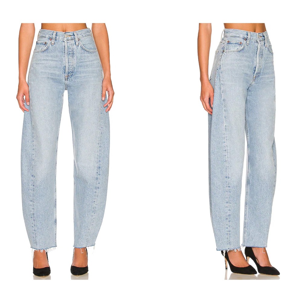 AGOLDE Luna High Rise Pieced Taper Barrel Jeans in Void Women 24 Organic Cotton